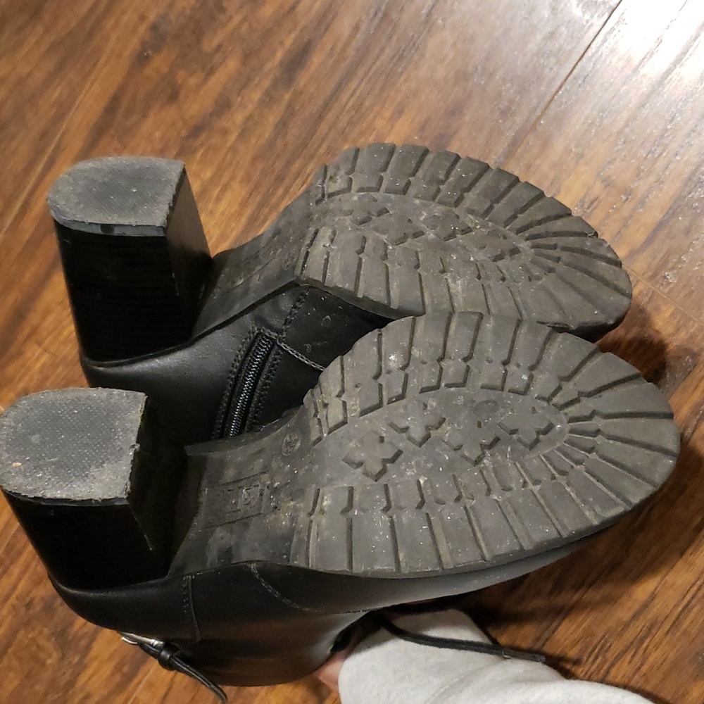 Black Lace Up Ankle‎ Moto Biker Booties 6.5 - Picture 6 of 6